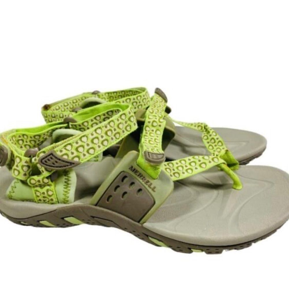 Merrell Waterpro Simarrone Line Sandals lime green/grey /lt pink adj straps sz 9